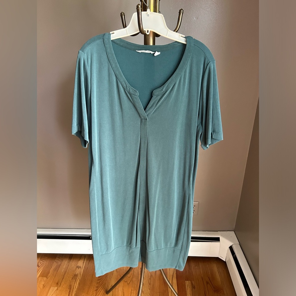 Athleta Faded Teal Green Garment Dyed T Short Dress Size Large